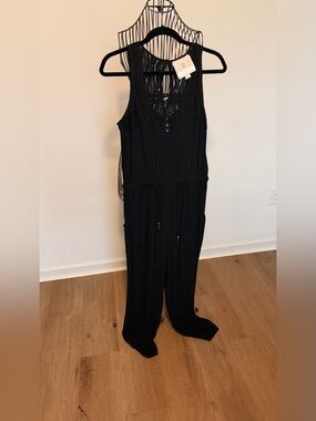 Anthropologie Black Sleeveless Jumpsuit with Knit Detail
